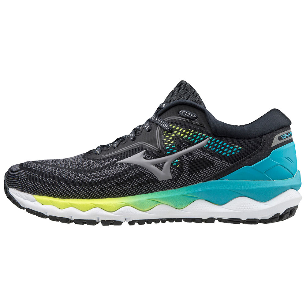 Womens Mizuno Wave Sky 4 Running Shoes Black/Blue Philippines (SQNLWX762)